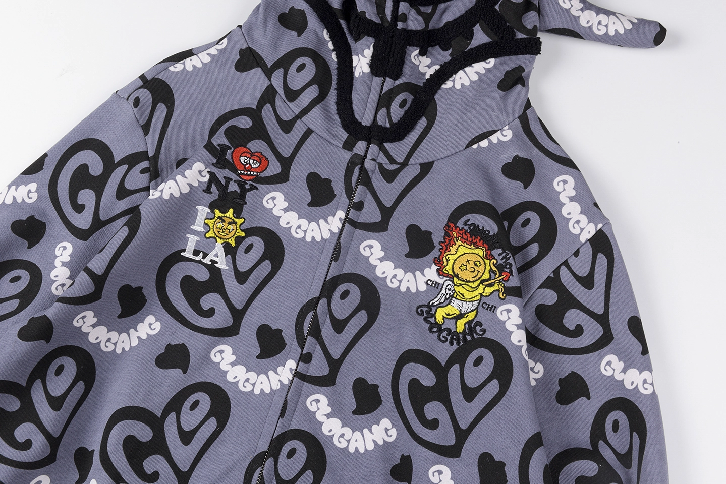 Glo Gang Cupid Heart Graphic Full Zip Hoodie