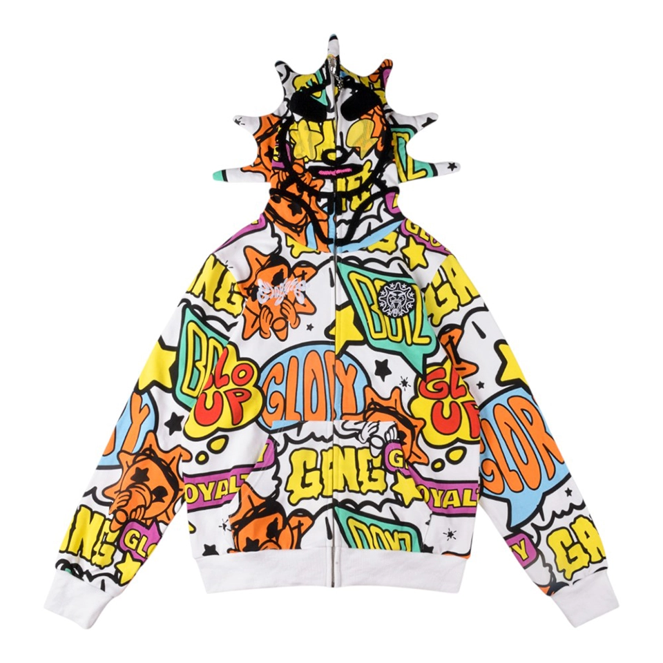 Glo Gang Full Zip Graffiti Masked Hoodie