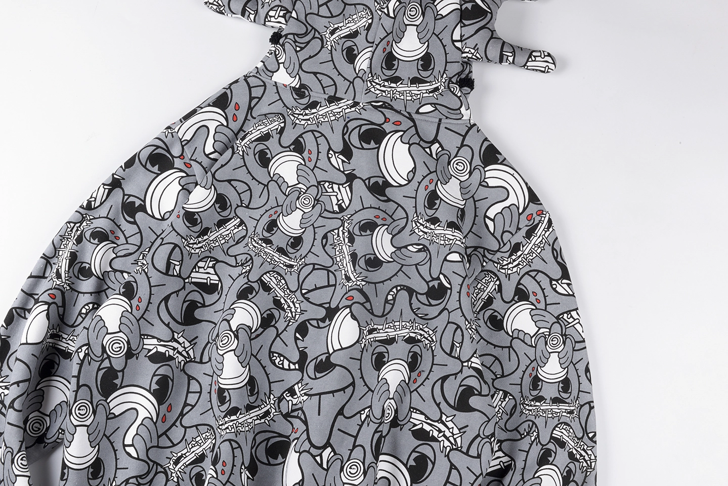 Glo Gang Grey All Over Character Print Hoodie