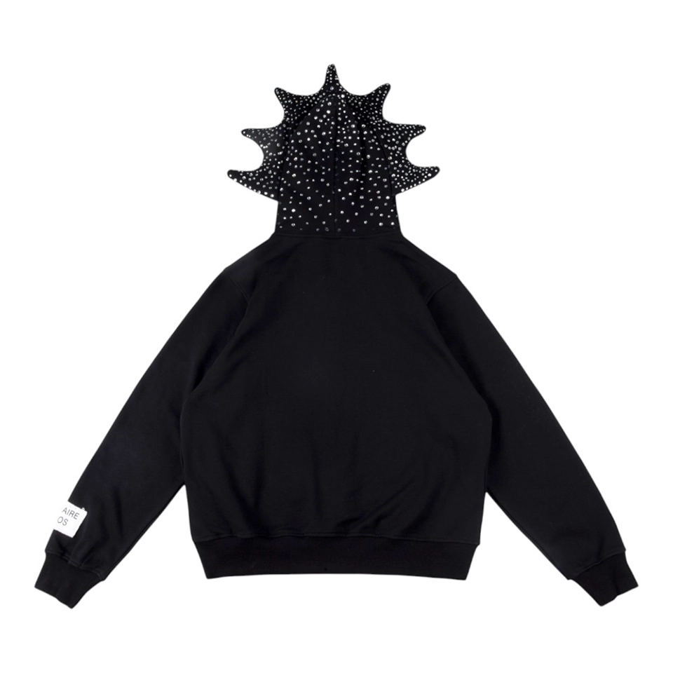 Glo Gang Rhinestone Split B Letter Black White Hoodie
