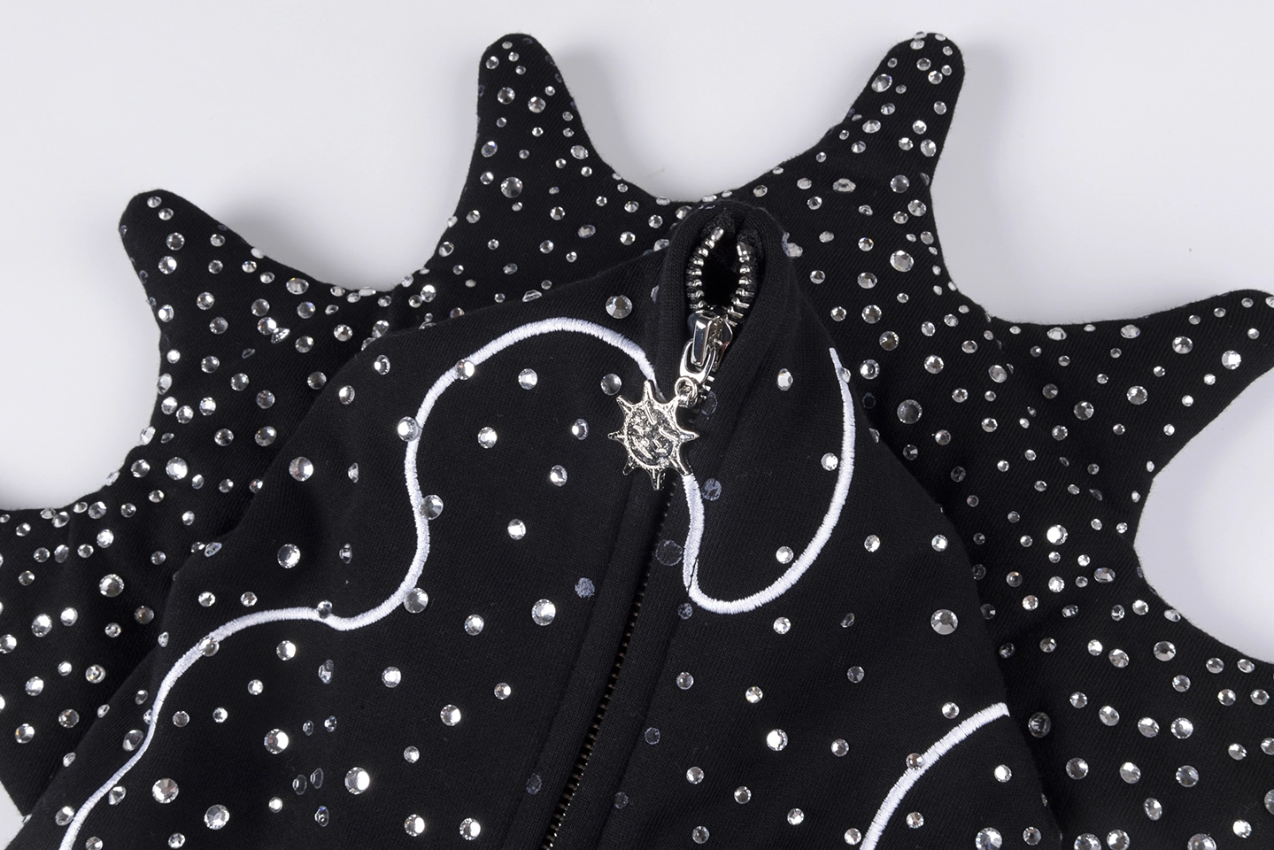 Glo Gang Rhinestone Split B Letter Black White Hoodie