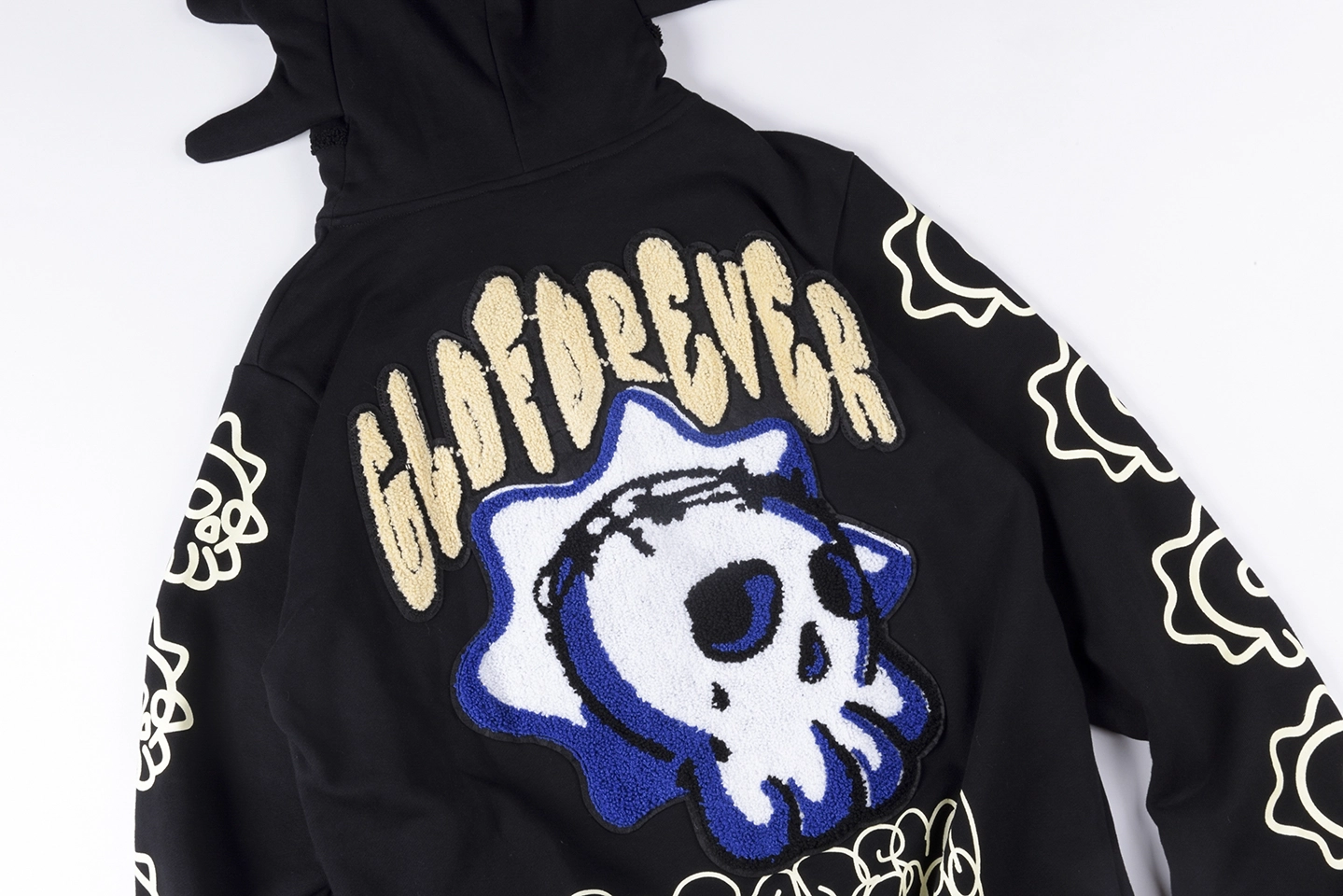 Glo Gang Skull Graphic Zip Up Hoodie