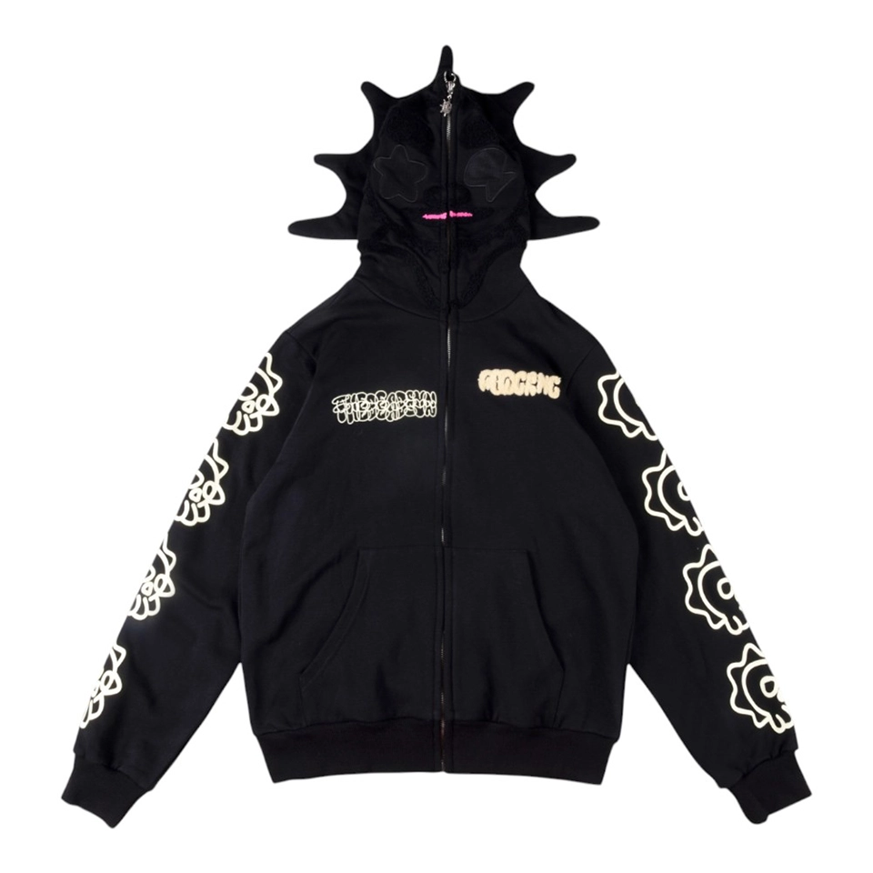 Glo Gang Skull Graphic Zip Up Hoodie