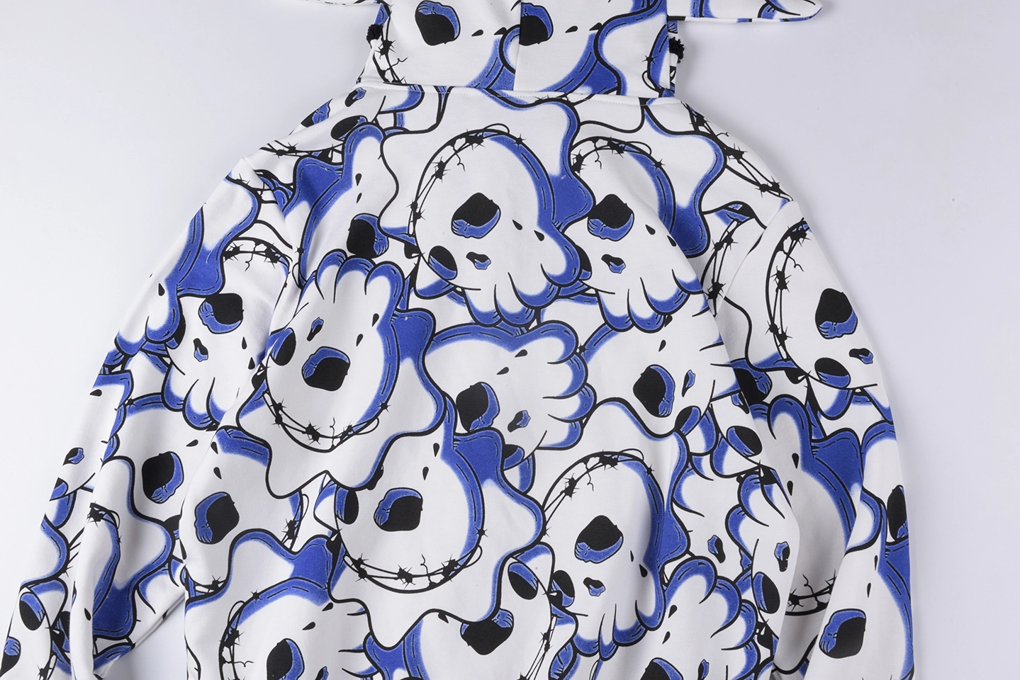 Glo Gang Spiked Full Zip Skull Print Hoodie