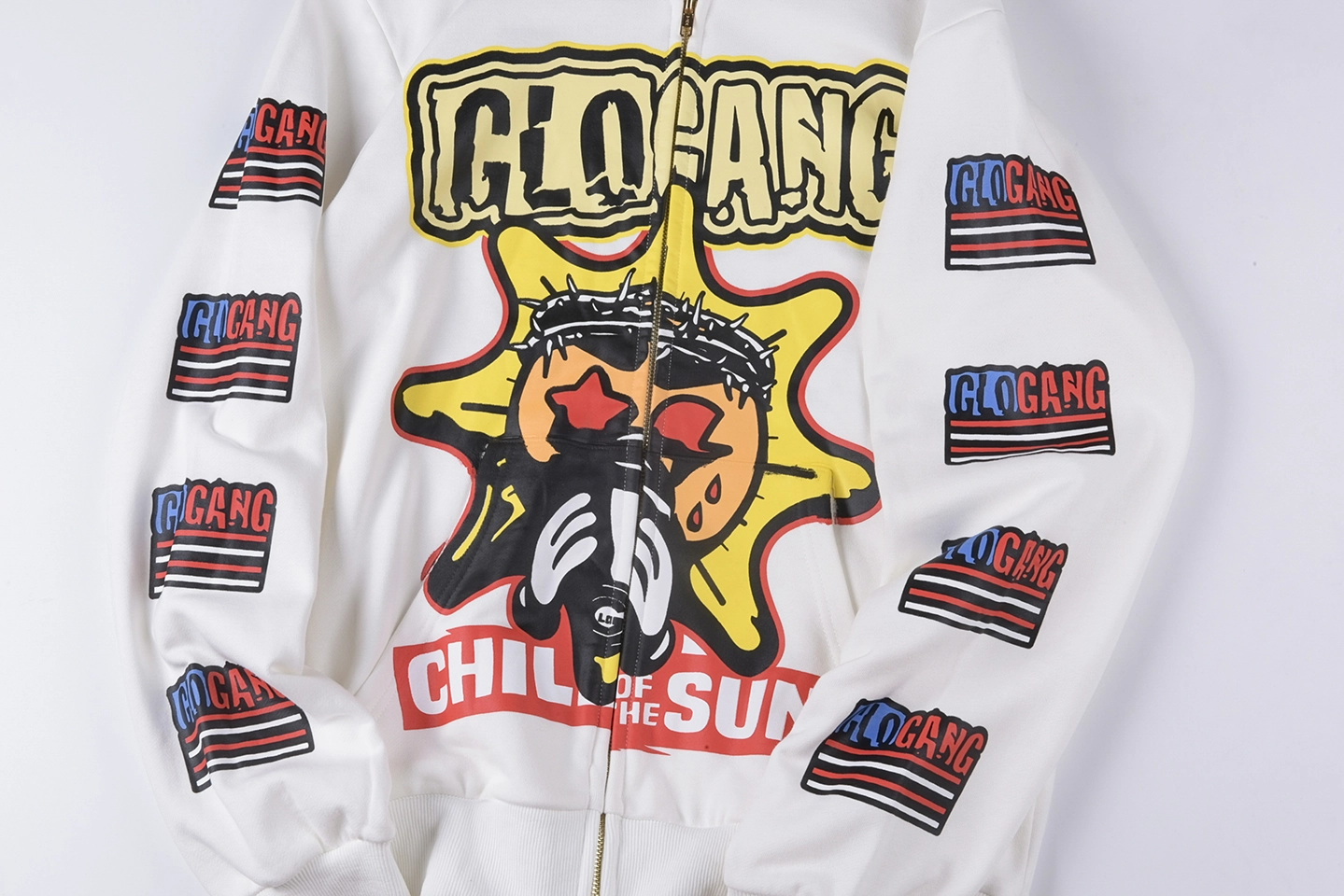 Glo Gang White Child Of The Sun Full Zip Hoodie