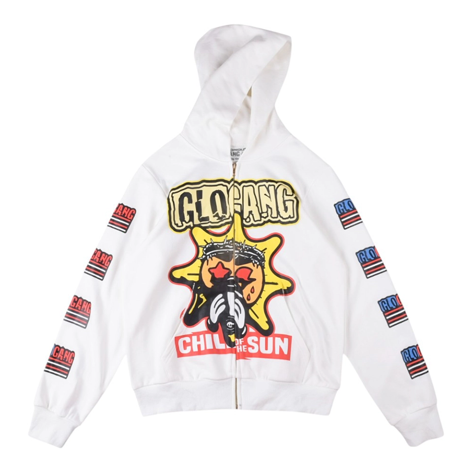 Glo Gang White Child Of The Sun Full Zip Hoodie
