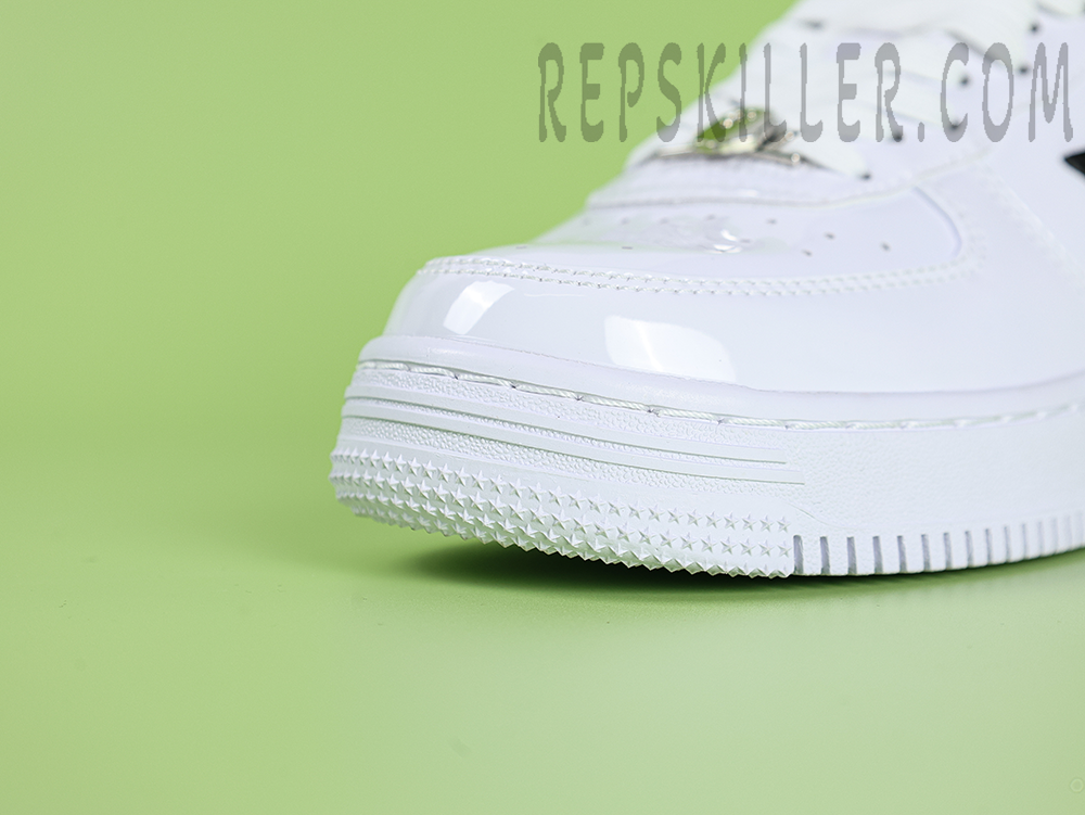 A Bathing Ape Bapesta M2 White Patent Leather Low Sneakers