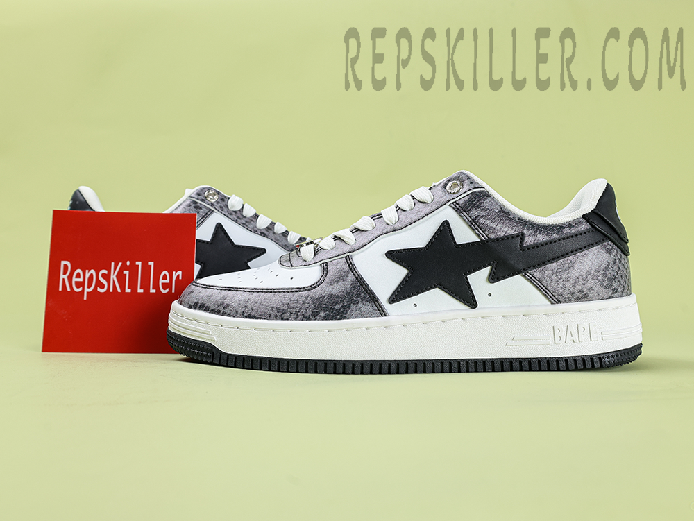 A Bathing Ape Bapesta Snakeskin Black Low Sneakers
