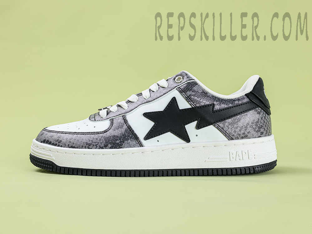 A Bathing Ape Bapesta Snakeskin Black Low Sneakers