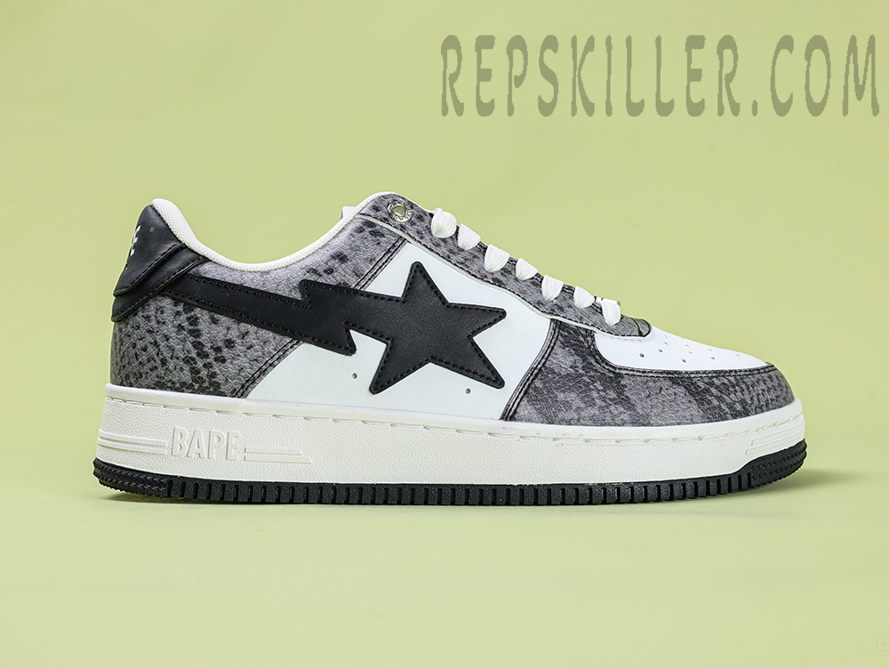 A Bathing Ape Bapesta Snakeskin Black Low Sneakers