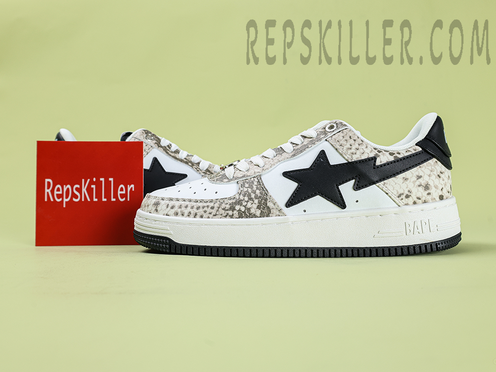 A Bathing Ape Bapesta Snakeskin Beige Low Sneakers