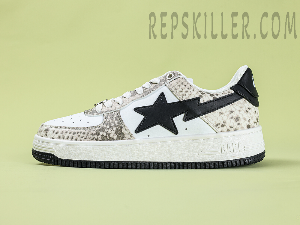 A Bathing Ape Bapesta Snakeskin Beige Low Sneakers