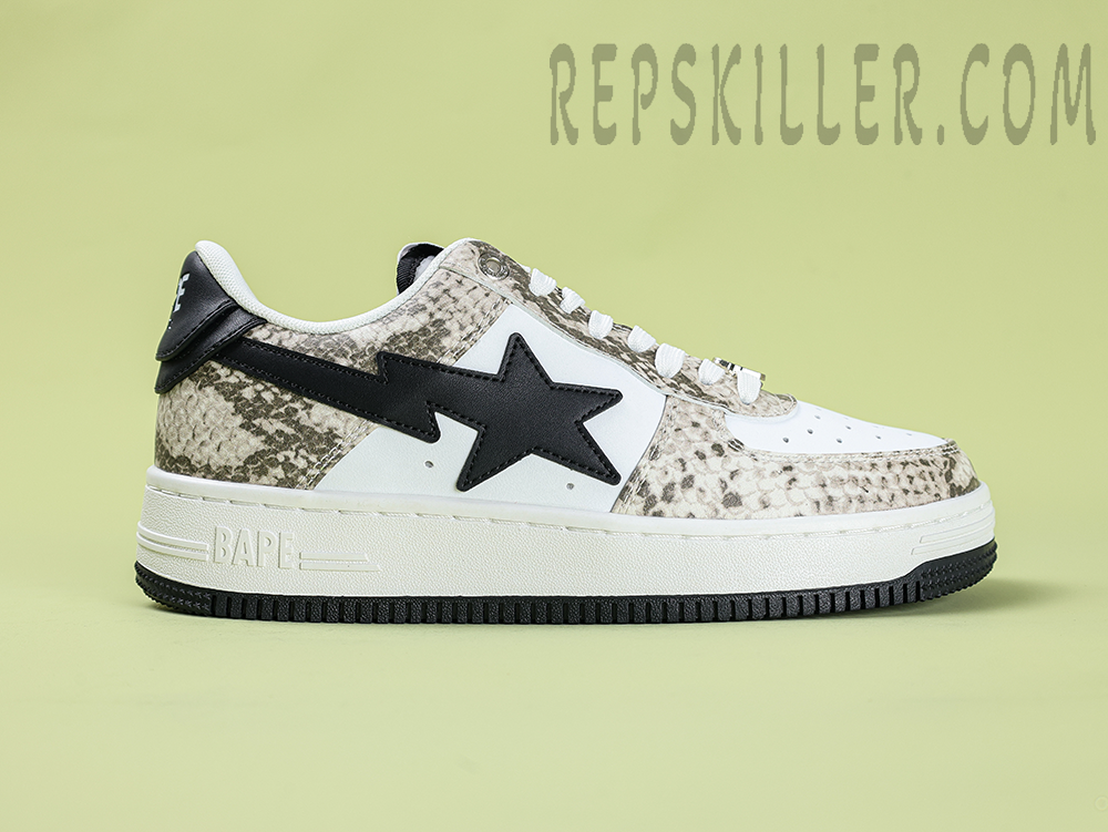 A Bathing Ape Bapesta Snakeskin Beige Low Sneakers