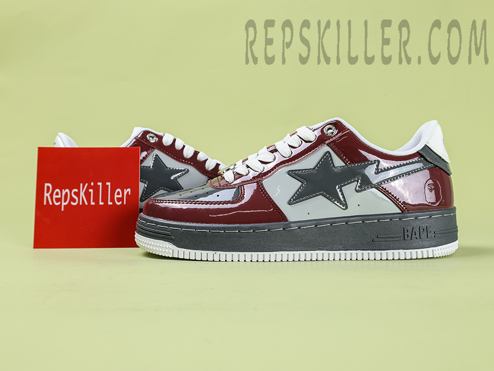A Bathing Ape Bapesta Nostalgic Burgundy Grey Low Sneakers