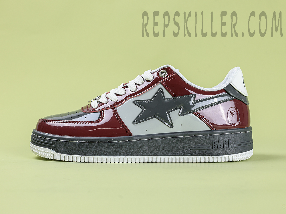 A Bathing Ape Bapesta Nostalgic Burgundy Grey Low Sneakers