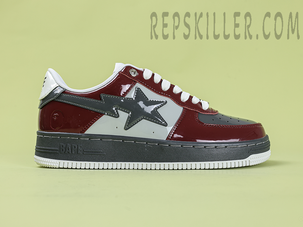 A Bathing Ape Bapesta Nostalgic Burgundy Grey Low Sneakers