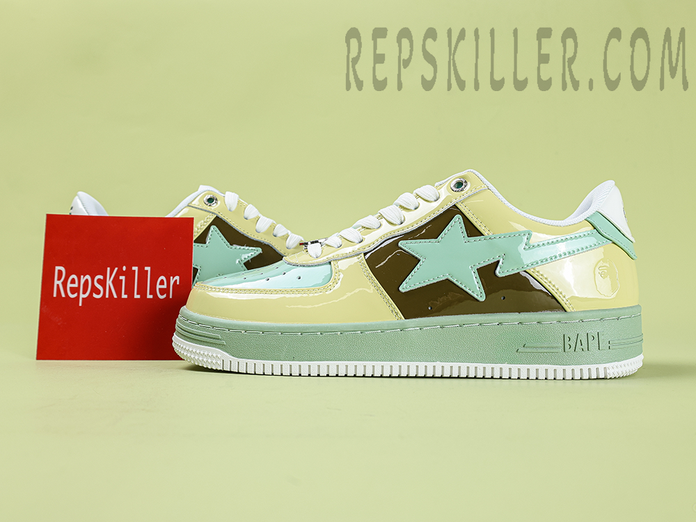 A Bathing Ape Bapesta Nostalgic Yellow Green Low Sneakers
