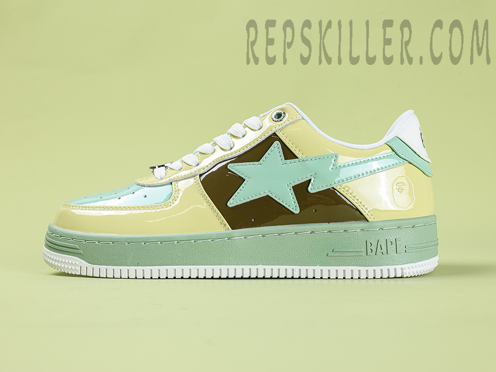 A Bathing Ape Bapesta Nostalgic Yellow Green Low Sneakers