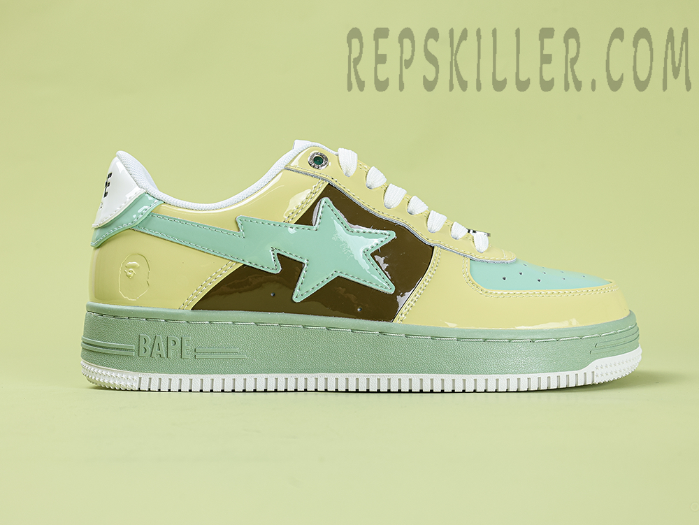 A Bathing Ape Bapesta Nostalgic Yellow Green Low Sneakers