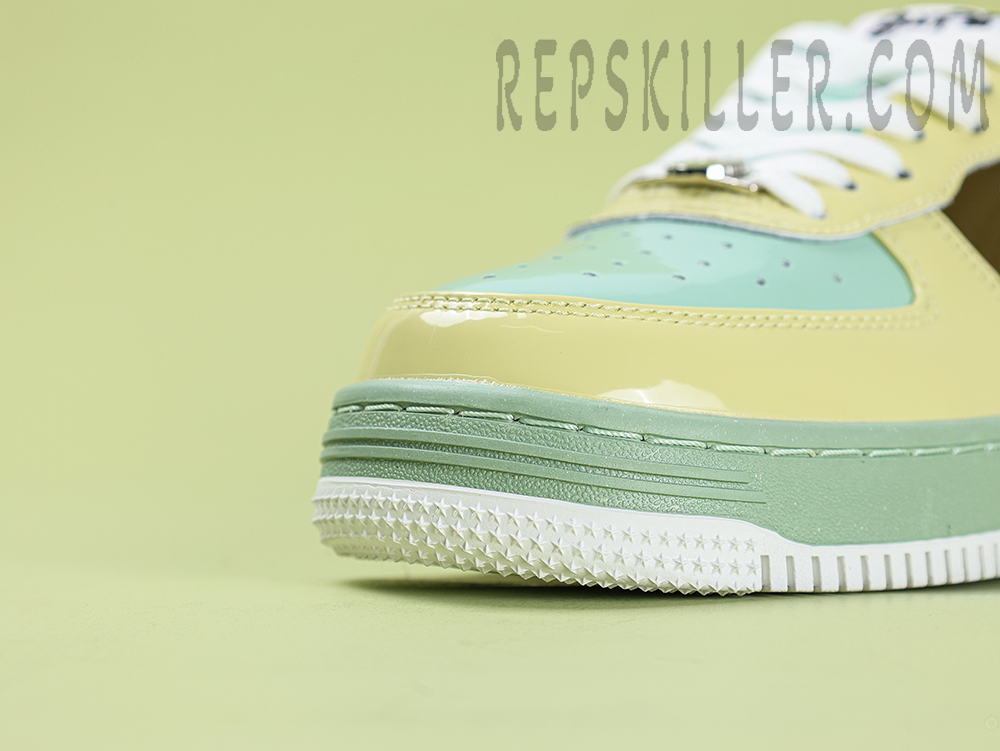 A Bathing Ape Bapesta Nostalgic Yellow Green Low Sneakers