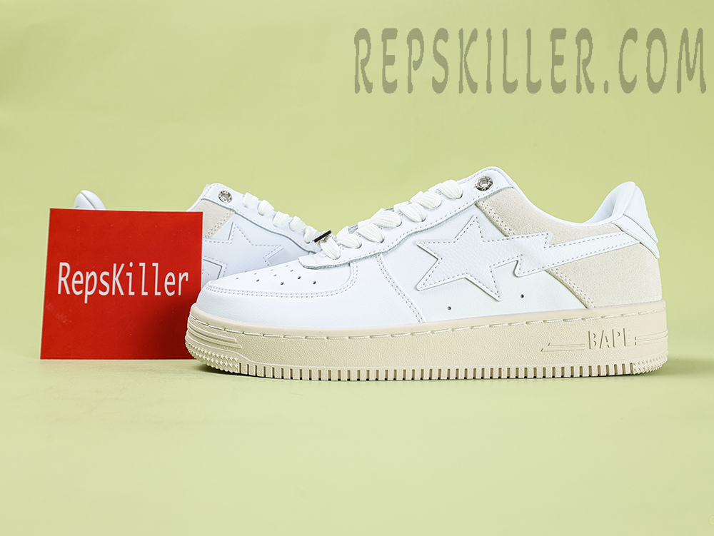 A Bathing Ape Bapesta Suede White Low Sneakers