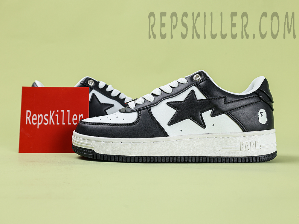 A Bathing Ape Bapesta Black White Low Sneakers