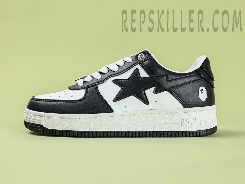A Bathing Ape Bapesta Black White Low Sneakers