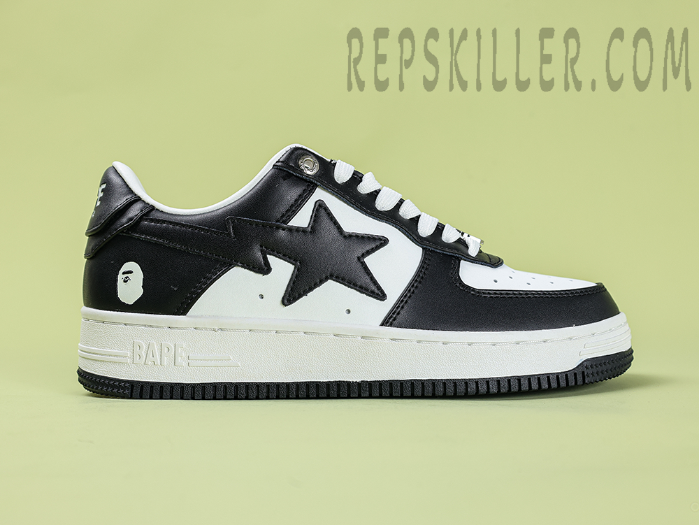 A Bathing Ape Bapesta Black White Low Sneakers
