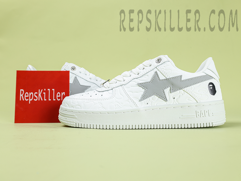 A Bathing Ape Bapesta Line Camo White Low Sneakers
