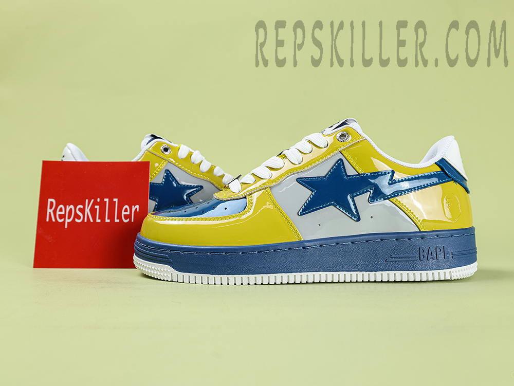A Bathing Ape Bapesta Nostalgic Blue Yellow Low Sneakers