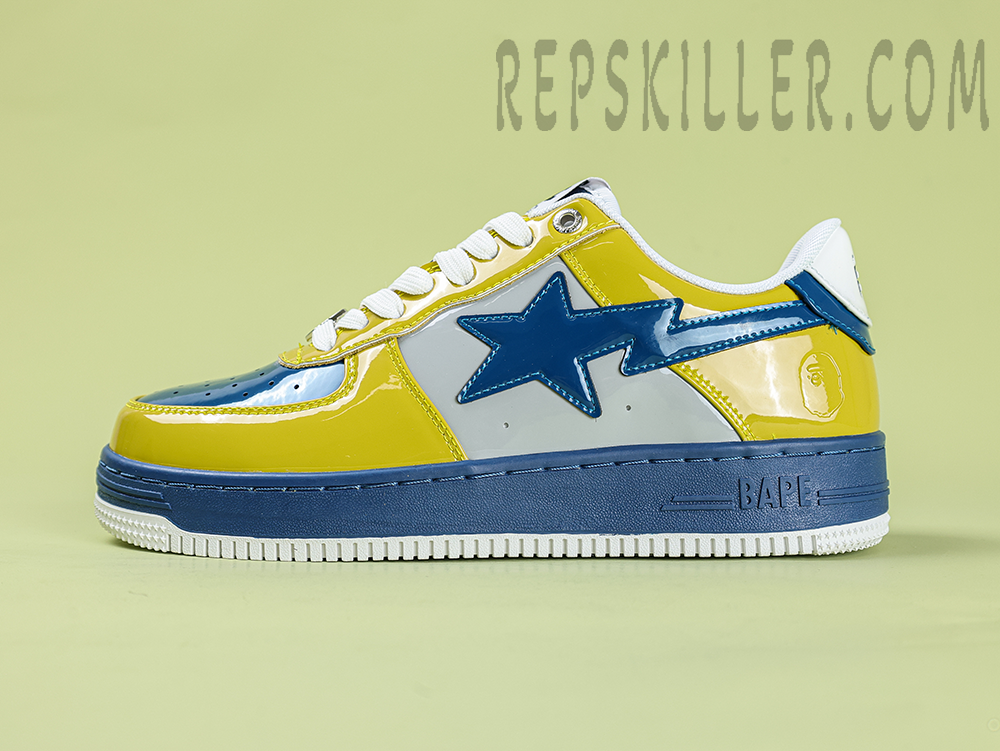 A Bathing Ape Bapesta Nostalgic Blue Yellow Low Sneakers