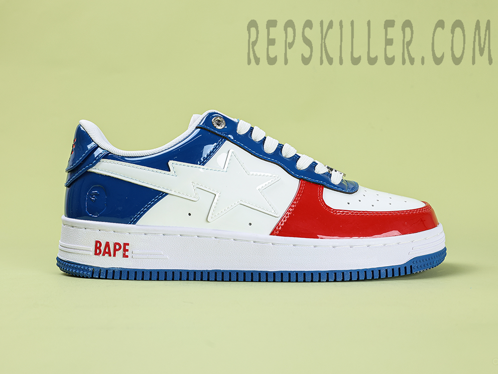 A Bathing Ape Bapesta France National Color White Red Blue Low Sneakers