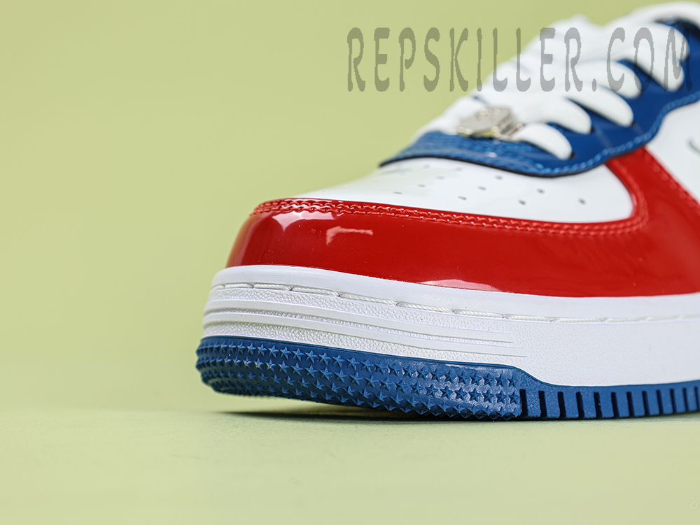 A Bathing Ape Bapesta France National Color White Red Blue Low Sneakers