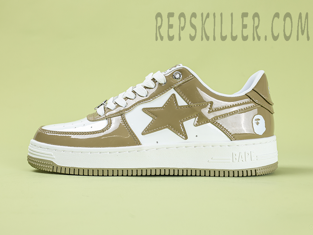 A Bathing Ape Bapesta Brown Patent Low Sneakers