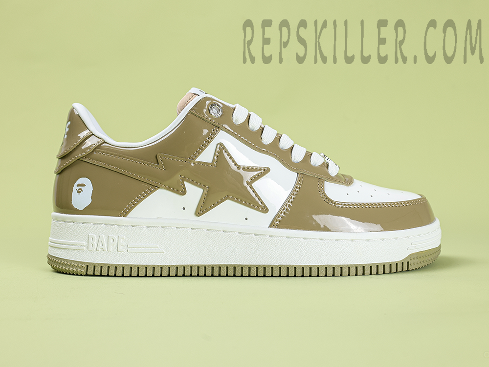 A Bathing Ape Bapesta Brown Patent Low Sneakers