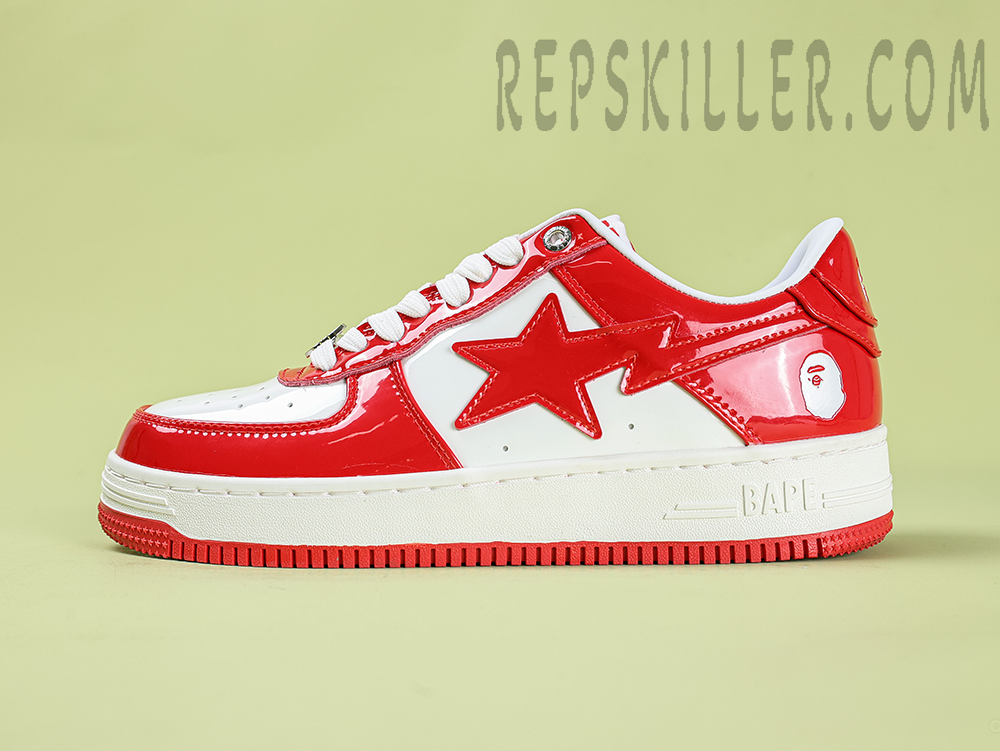 A Bathing Ape Bapesta Patent Leather Red White