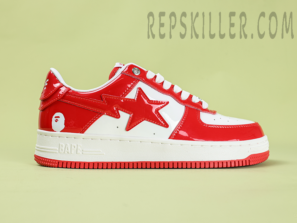 A Bathing Ape Bapesta Patent Leather Red White