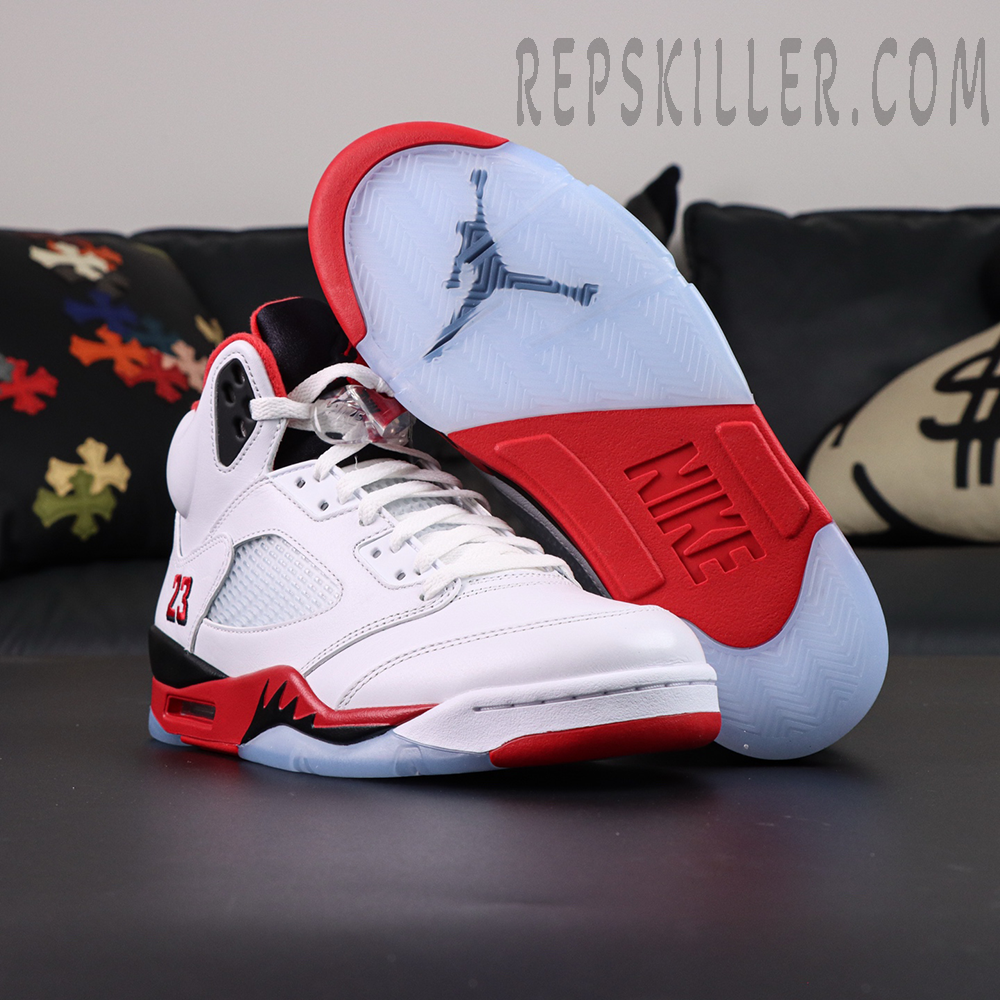 Air Jordan 5 Retro Fire Red Black Tongue
