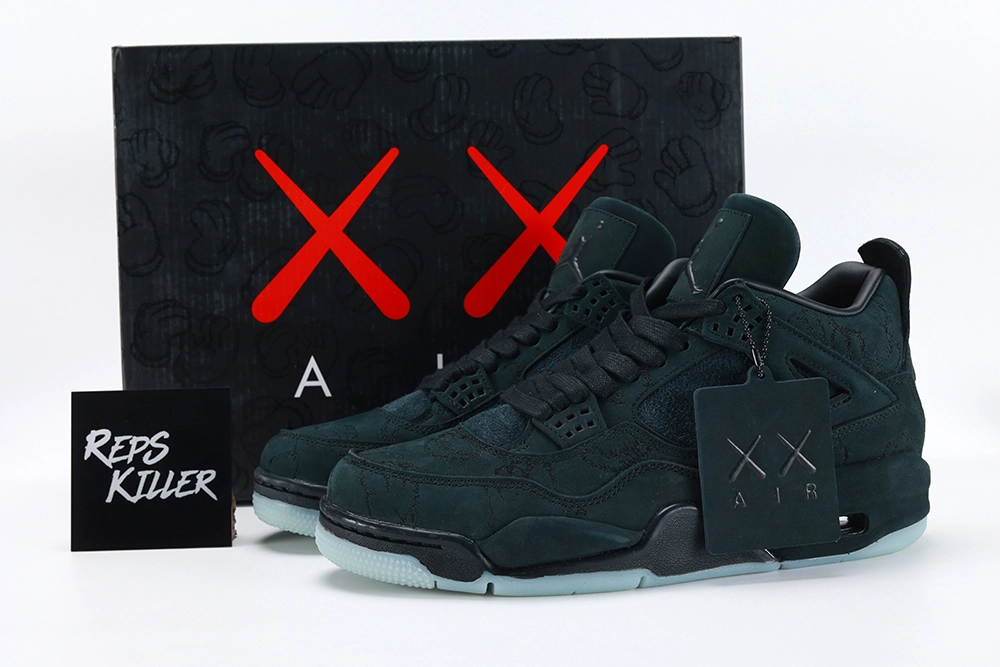 Kaws X Air Jordan 4 Retro Black – Image 1 KAWS x Air Jordan 4 Retro 'Black' replica