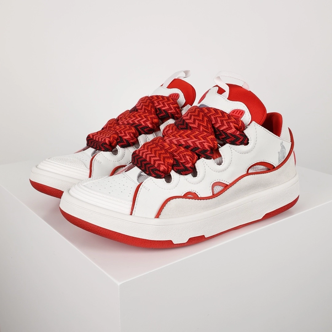 Lanvin Curb Sneakers White Red
