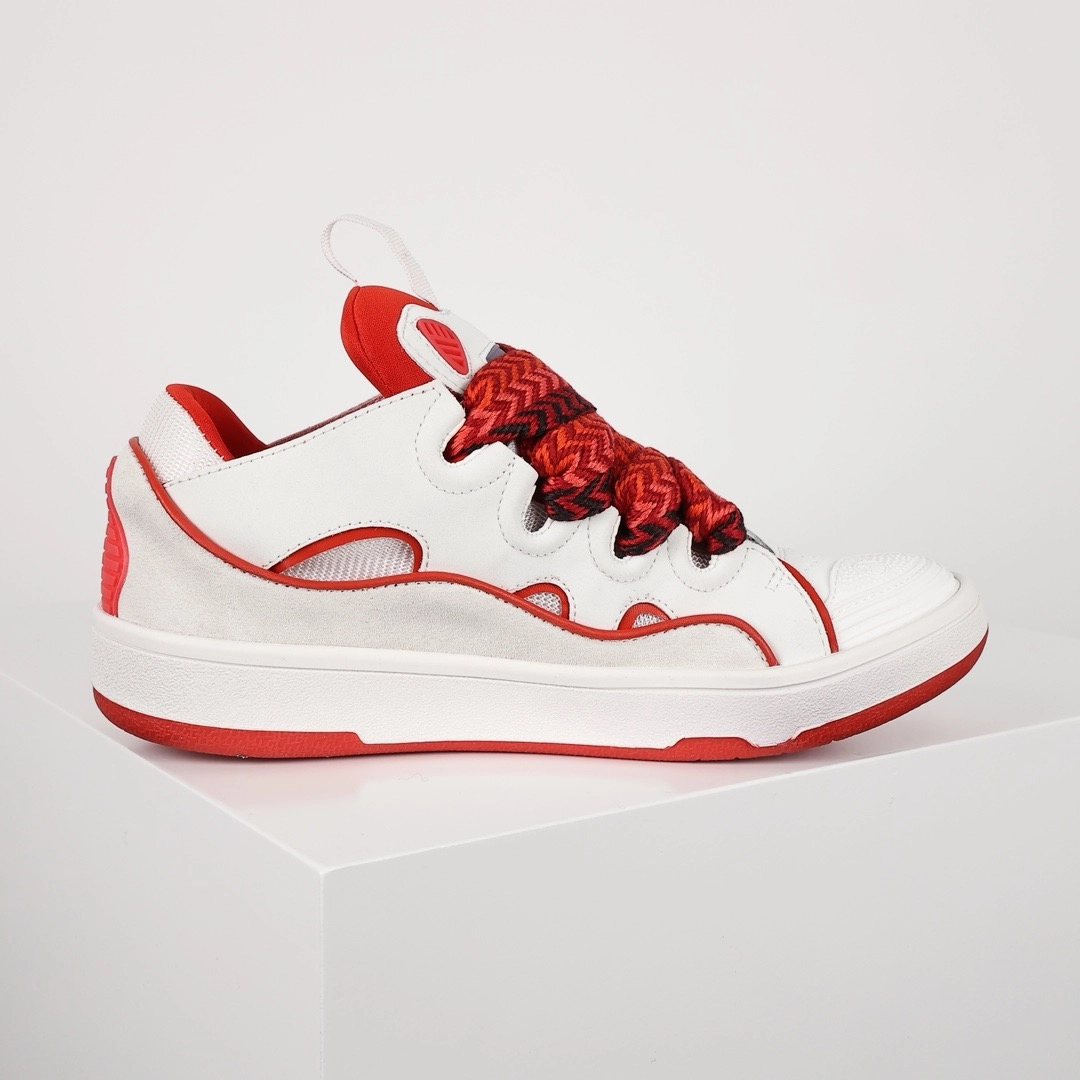 Lanvin Curb Sneakers White Red