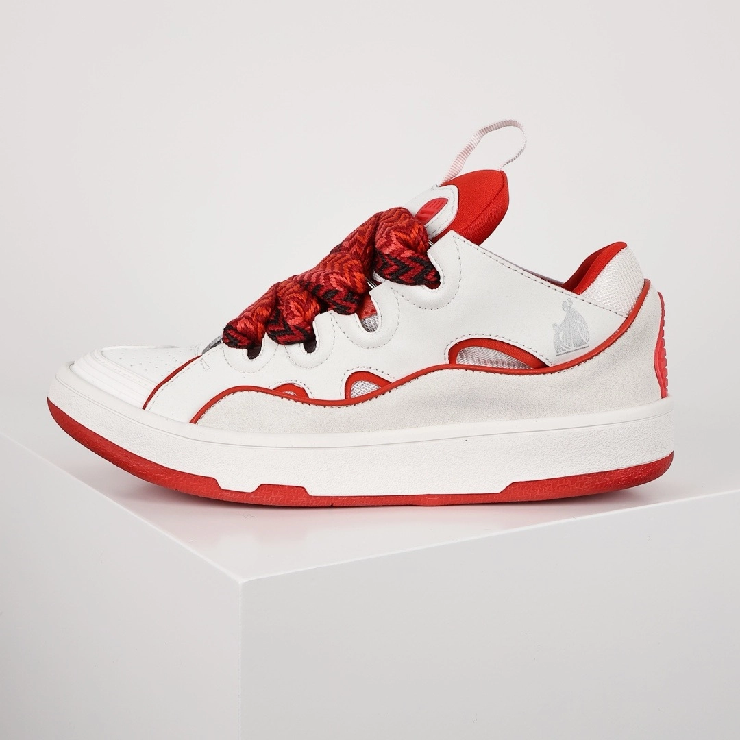 Lanvin Curb Sneakers White Red