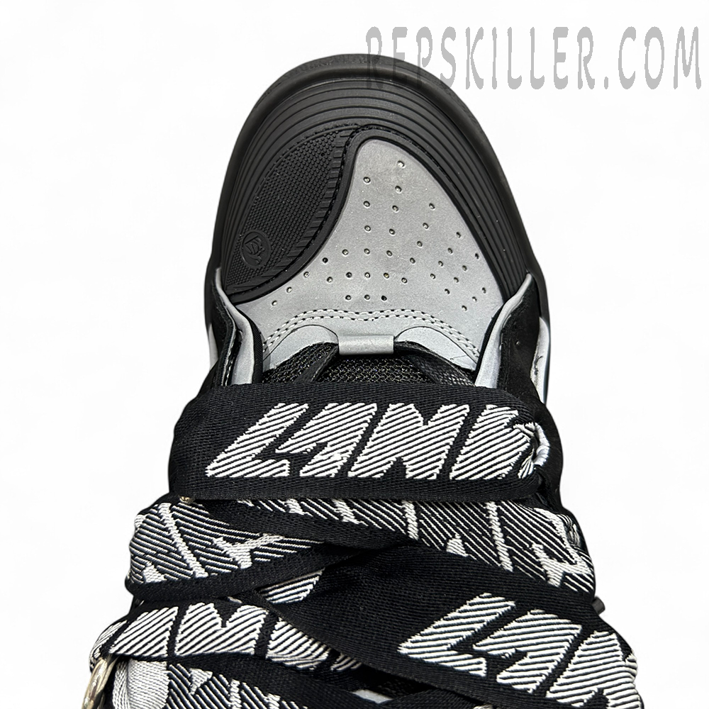 Lanvin Curb Sneakers Black White Floral Laces