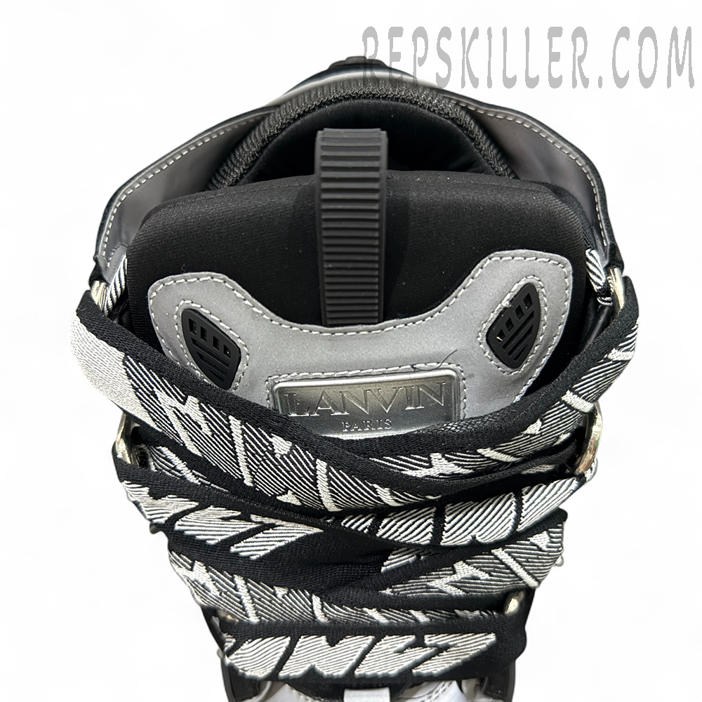 Lanvin Curb Sneakers Black White Floral Laces