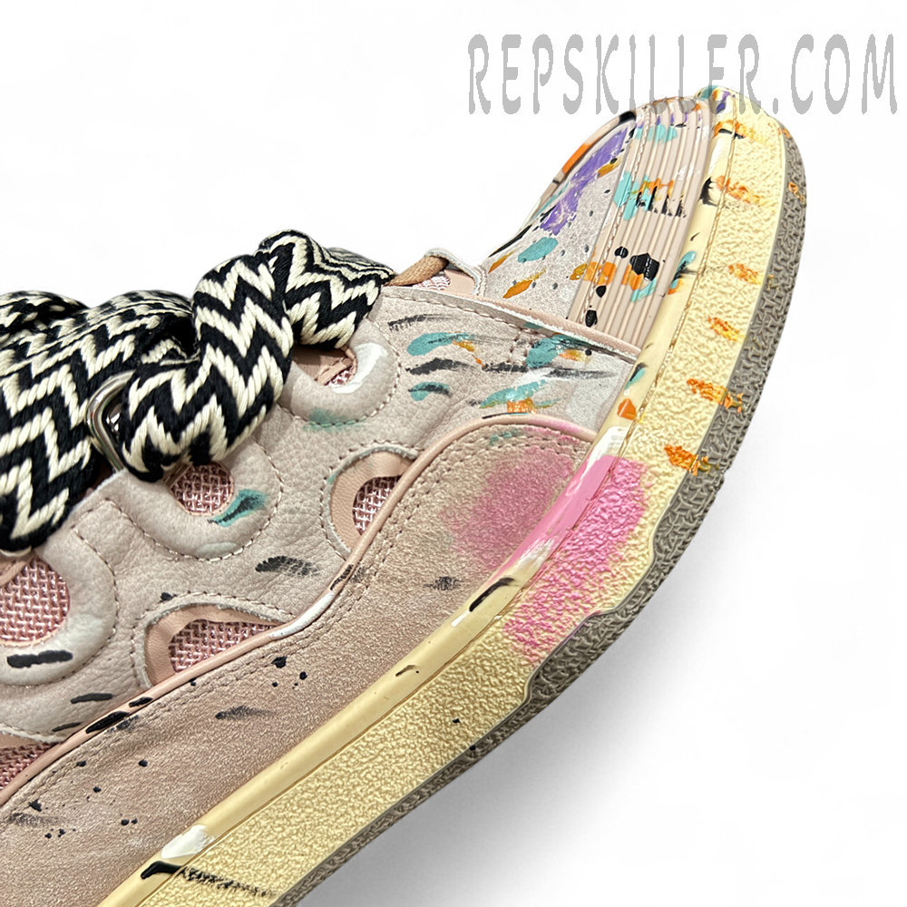 Lanvin Curb Sneakers Pink Paint Splatter