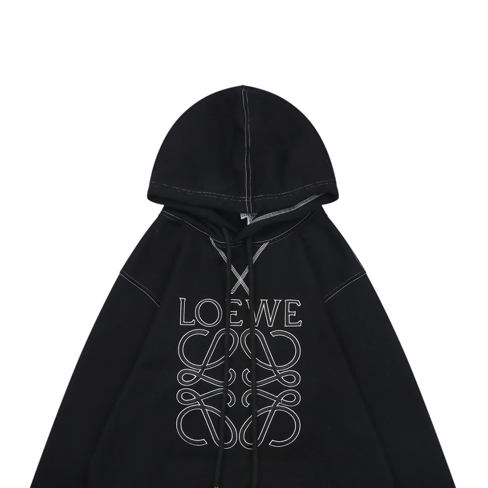 L Anagram Embroidered Contrast Stitch Hoodie