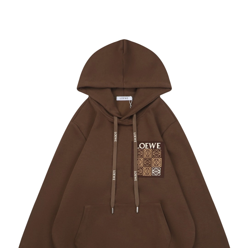 L Anagram Grid Rubber Print Hoodie
