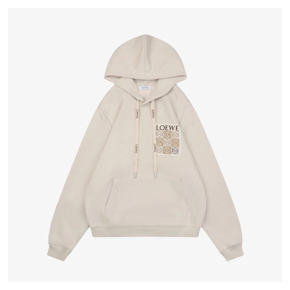 L Anagram Grid Rubber Print Hoodie
