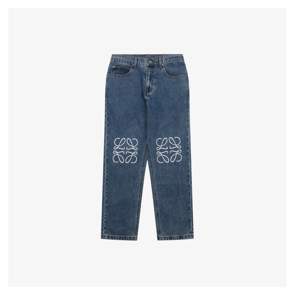 L Anagram Knee Panel Denim Trousers