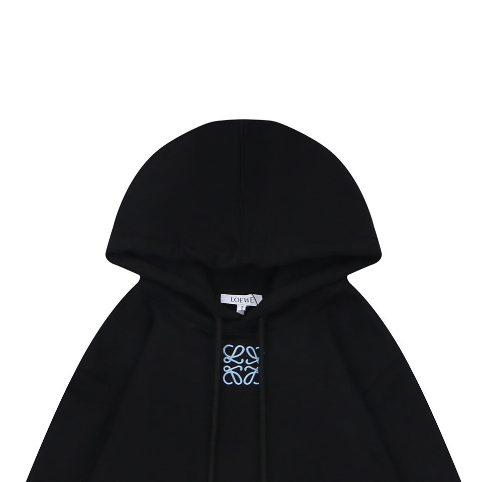 L Blue Anagram Embroidered Hoodie